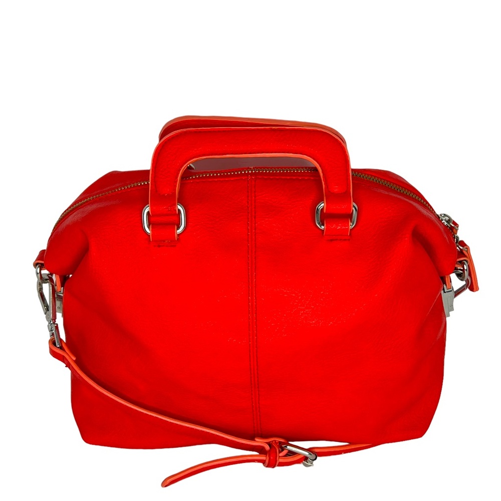 Zara Trafaluc Red Faux Leather Zip Top Dual Handle Casual Crossbody Bag